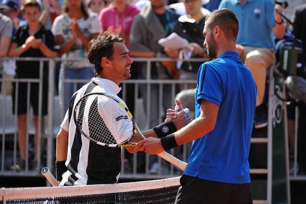 Benoit Paire (FRA) Fabio Fognini (ITA) TENNIS : Roland Garros 2015 - Internationaux de France - 27 05 2015 TennisMagazine Panoramic 