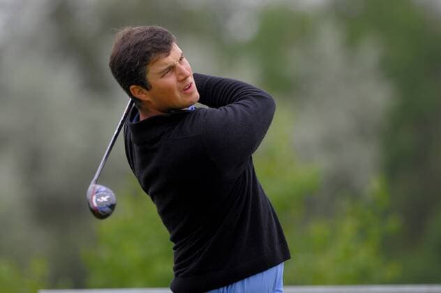 Golf player Pierre Relecom from Belgium drives a ball during D+D Real Czech Challenge Open golf tournament of European Challenge Tour in Golf Resort Kuneticka Hora, Dritec, Czech Republic, on Thursday, May 28, 2015. (CTKxPhoto JosefxVostarek) CTKPhotoP201505280584801  JVO 014