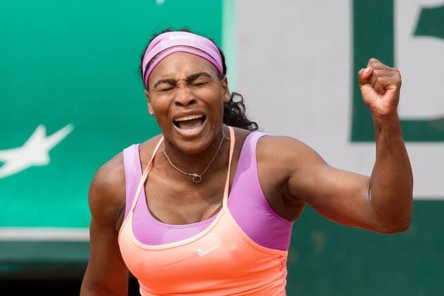 May 28, 2015: Serena WILLIAMS of United States of America celebrates her win in a 2nd round match against Anna-Lena Friedsam of Germany on day five of the 2015 French Open tennis tournament at Roland Garros in Paris, France. Sydney Low Cal Media. Tennis 2015: French Open MAY 28 - ZUMAc04_
