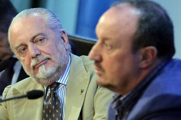 Aktuell Fußball, Italien, Serie A, Rafael Benitez gibt Abschied vom SSC Neapel bekannt Aurelio De Laurentiis Presidente del Napoli, Rafael Benitez Napoli Rafael Benitez resign as Napoli trainer Castelvolturno 28-05-2015 Football Calcio Serie A cesarexpurini