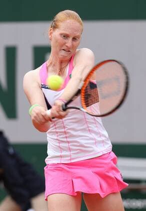 - PARIS, FRANCE: Belgian Alison Van Uytvanck pictured in action during a tennis match between Belgian Alison Van Uytvanck and Kazakh Zarina Diyas in round 2 of the women s singles at the Roland Garros French Open tennis tournament, in Paris, France, Thursday 28 May 2015. Roland Garros Grand Slam takes place from 24 May to 07 June 2015. VIRGINIExLEFOUR  x04632580x