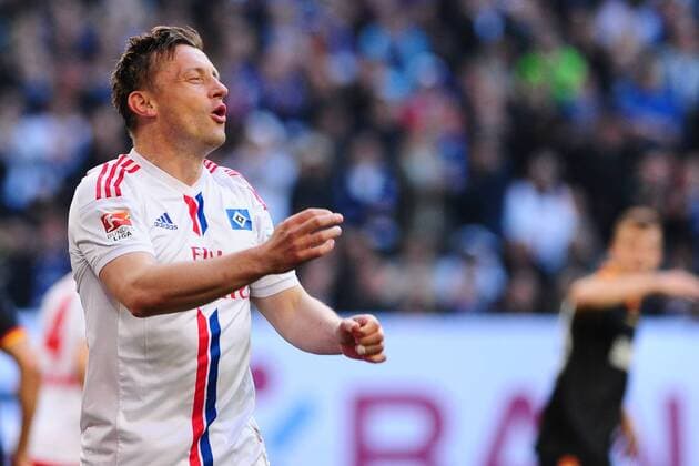 Fussball 1. Bundesliga Relegation Hamburger SV - Karlsruher SC am 28.05.2015 in der Imtech Arena in Hamburg Ivica Olic ( Hamburg ) enttäuscht