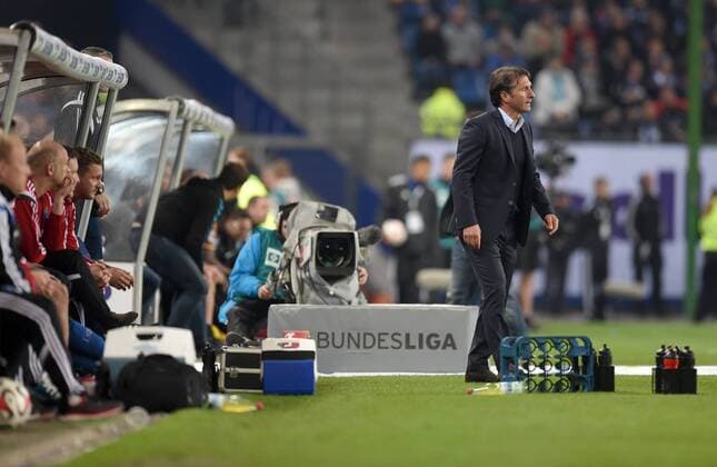 FUSSBALL 1. BUNDESLIGA SAISON 2014 2015 RELEGATION HINSPIEL Hamburger SV - Karlsruher SC 28.05.2015 Trainer Bruno Labbadia (Hamburger SV) 