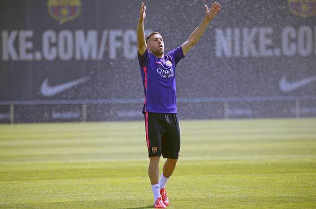 Aktuell Fußball, Spanien, Copa Del Rey, Training FC Barcelona BARCELONA -may 29-SPAIN: Jordi Alba in the training before the match of the King Cup final, beetwen Athletic Club, may 29, 2015. Photo: Joan Valls Urbanandsport Cordon Press 