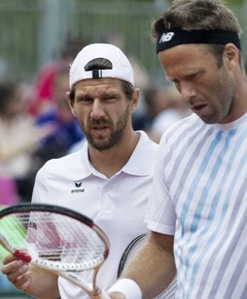 TENNIS - ATP Tennis Herren French Open 2015 PARIS,FRANCE,29.MAY.15 - TENNIS - ATP World Tour, Grand Slam, Roland Garros, French Open, doubles. Image shows Juergen Melzer (AUT) and Robert Lindstedt (SWE). GEPAxpictures xMatthiasxHauer
