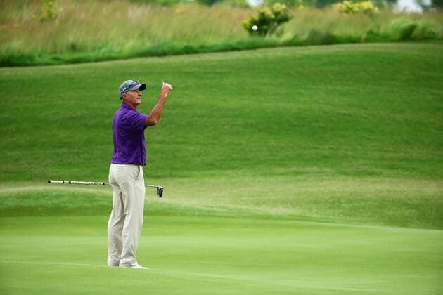 SHANGHAI, CHINA - MAY 29: (CHINA OUT) David McKenzie of Australia in action during the second round match in 2015 Pingan Bank China Tour - PGA Golf Herren Tour China Series - Lanhai Open at Lan Hai International Golf Club on May 29, 2015 in Shanghai, China.  CFP468201795 