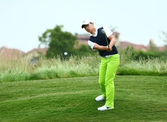 SHANGHAI, CHINA - MAY 29: (CHINA OUT) Guan Tianlang of China in action during the second round match in 2015 Pingan Bank China Tour - PGA Golf Herren Tour China Series - Lanhai Open at Lan Hai International Golf Club on May 29, 2015 in Shanghai, China.  CFP468201832 