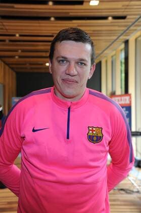 der Handball Spieler Siarhei Rutenka vom FC Barcelona Barca am 29.05.2015 in Köln beim Media Call zum VELUX EHF Final4. Am 30. und 31.05.2015 kämpfen die 4 besten Handballmannschaften in Köln um den Titel der EHF Champions League.