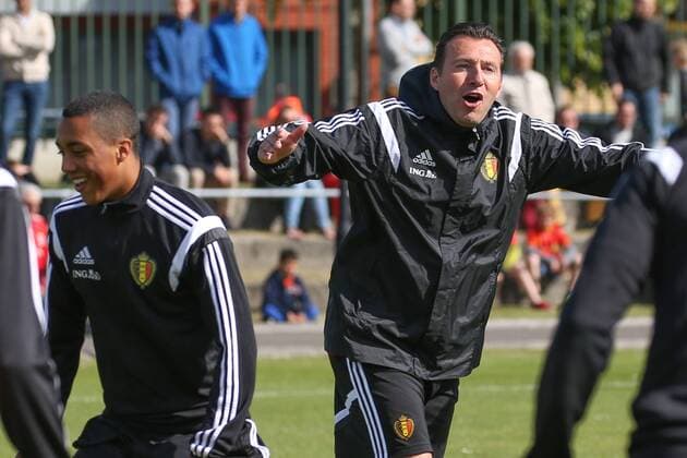 - KNOKKE-HEIST, BELGIUM: Belgium s head coach Marc Wilmots pictured during a training session on the third day of the training camp of Belgian national soccer team The Red Devils in Knokke-Heist, Saturday 30 May 2015. The Devils are preparing for a friendly game against France and a Euro 2016 qualification game against Wales. BRUNOxFAHY  x04633435x