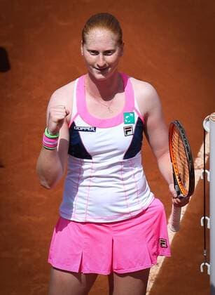 - PARIS, FRANCE: Belgian Alison Van Uytvanck celebrates after winning a tennis match between Belgian Alison Van Uytvanck and French Kristina Mladenovic in round 3 of the women s singles at the Roland Garros French Open tennis tournament, in Paris, France, Saturday 30 May 2015. The Roland Garros Grand Slam takes place from 24 May to 07 June 2015. VIRGINIExLEFOUR  x04633510x