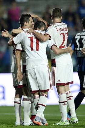 Aktuell Fußball, Italien, Serie A, Atalanta Bergamo - AC Mailand Db Bergamo 30 05 2015 - campionato di calcio serie A Atalanta-Milan - esultanza gol Giacomo Bonaventura 