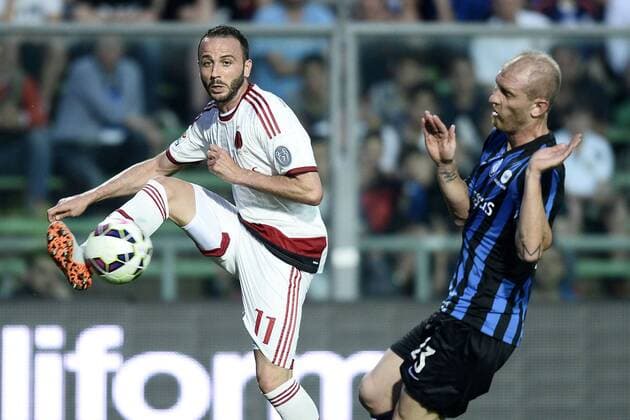 Aktuell Fußball, Italien, Serie A, Atalanta Bergamo - AC Mailand Db Bergamo 30 05 2015 - campionato di calcio serie A Atalanta-Milan - Giampaolo Pazzini-Andrea Masiello 