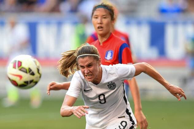 May 30, 2015: United States midfielder Heather O Reilly 9 reacts to a loose ball during a International Friendly Länderspiel match between the Korea Republic and the United States at Red Bull Arena in Harrison, New Jersey. The Korea Republic and the United States played to a 0-0 tie. Rich Barnes CSM SOCCER 2015: Korea Republic vs United States MAY 30 - ZUMAc04_