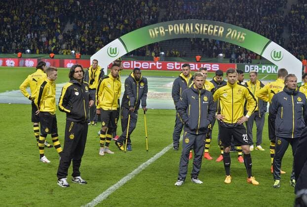 30.05.2015, Fussball DFB-Pokal 2014 15, Finale im Olympiastadion in Berlin, Borussia Dortmund - VfL Wolfsburg, Frust nach der Niederlage bei den Dortmundern. 