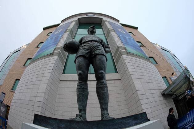 UEFA Champions League 2014 2015 Stamford Bridge - London - 11 03 2015 Round of 16 - Second Leg - The entrance to Chelsea FC and Stamford Bridge, with the Peter Osgood bronze statue, before the UEFA Champions League 2014 2015 round of 16 second leg match at Stamford Bridge, London, England.