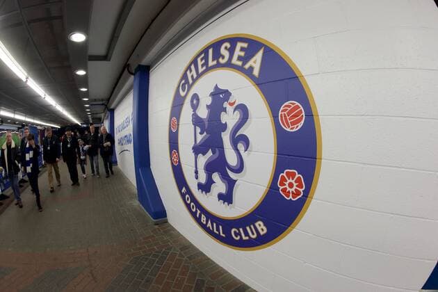 UEFA Champions League 2014 2015 Stamford Bridge - London - 11 03 2015 Round of 16 - Second Leg - The Chelsea FC emblem greets supporters from both teams before the UEFA Champions League 2014 2015 round of 16 second leg match at Stamford Bridge, London, England.