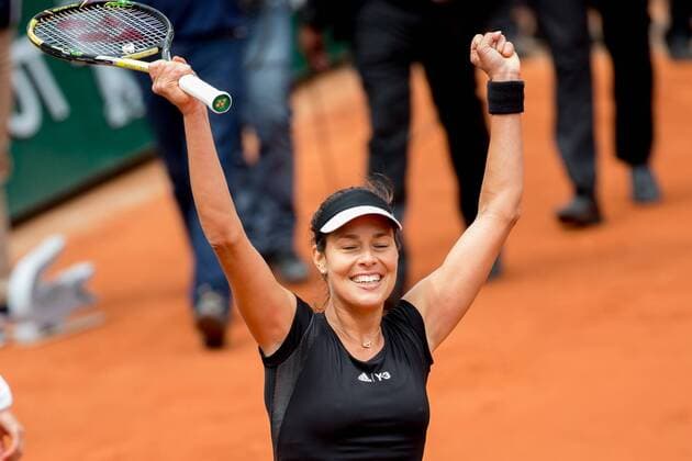May 31, 2015: Ana IVANOVIC of Serbia celebrates winning a 4th round match against Ekaterina MAKAROVA of the Russian Federation on day eight of the 2015 French Open tennis tournament at Roland Garros in Paris, France. Sydney Low Cal Media. Tennis 2015: French Open MAY 31 - ZUMAc04_