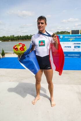Aktuell Rudern, EM in Posen, Siegerehrung EUROPEAN ROWING CHAMPIONSHIPS POZNAN 2015 Pierre Houin (FRA) LM1x ,  20150531_awj_1364