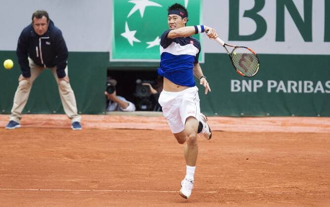 TENNIS - ATP Tennis Herren French Open 2015 PARIS,FRANCE,31.MAY.15 - TENNIS - ATP World Tour, Grand Slam, Roland Garros, French Open. Image shows Kei Nishikori (JPN). GEPAxpictures xMatthiasxHauer