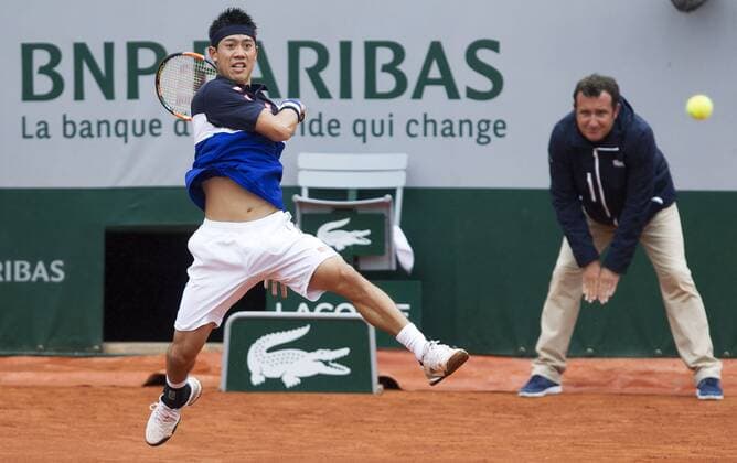 TENNIS - ATP Tennis Herren French Open 2015 PARIS,FRANCE,31.MAY.15 - TENNIS - ATP World Tour, Grand Slam, Roland Garros, French Open. Image shows Kei Nishikori (JPN). GEPAxpictures xMatthiasxHauer