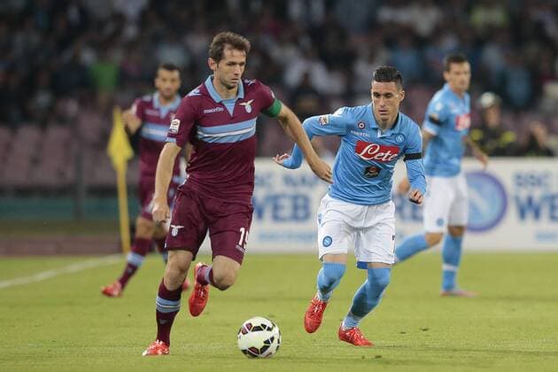 Aktuell Fußball, Italien, Serie A, SSC Neapel - Lazio Rom Senad Lulic Lazio, Jose Maria Callejon Napoli, Napoli 31-05-2015 Stadio San Paolo Football Calcio Serie A 2014 2015 SSC Napoli vs. Lazio Roma cesarexpurini