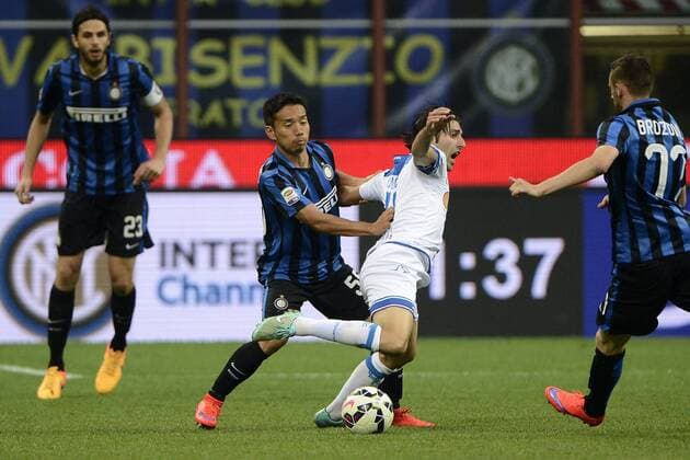 Yuto Nagatomo Inter, Daniele Croce Empoli Milano 31-05-2015 Stadio Giuseppe Meazza - Football Calcio Serie A Inter Mailand vs. Empoli FC. giuseppexceleste