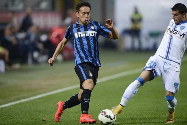 Yuto Nagatomo Inter, Manuel Pucciarelli Empoli Milano 31-05-2015 Stadio Giuseppe Meazza - Football Calcio Serie A Inter Mailand vs. Empoli FC. giuseppexceleste