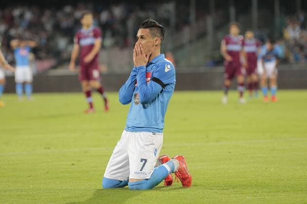 Aktuell Fußball, Italien, Serie A, SSC Neapel - Lazio Rom Jose Maria Callejon Napoli, dejection Napoli 31-05-2015 Stadio San Paolo Football Calcio Serie A 2014 2015 SSC Napoli vs. Lazio Roma cesarexpurini