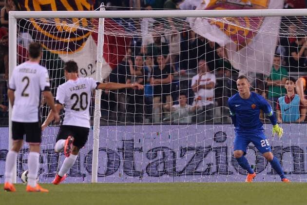 Franco Vazquez Palermo. Goal celebration. Roma 31-05-2015 Stadio Olimpico. Football Calcio 2014 2015 Serie A. AS Roma vs. US Palermo. AntoniettaxBaldassarre
