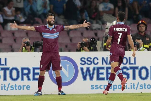 Aktuell Fußball, Italien, Serie A, SSC Neapel - Lazio Rom Antonio Candreva Lazio, goal celebration Napoli 31-05-2015 Stadio San Paolo Football Calcio Serie A 2014 2015 SSC Napoli vs. Lazio Roma cesarexpurini