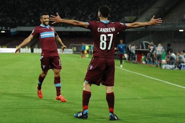 Aktuell Fußball, Italien, Serie A, SSC Neapel - Lazio Rom Antonio Candreva Lazio Goal celebration, Felipe Anderson Napoli 31-05-2015 Stadio San Paolo Football Calcio Serie A 2014 2015 SSC Napoli vs. Lazio Roma. andreaxstaccioli