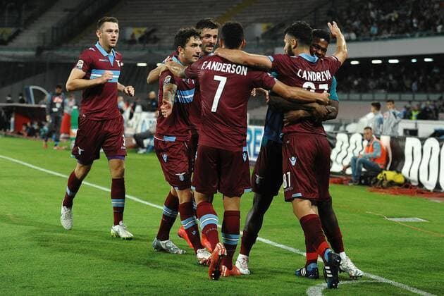 Aktuell Fußball, Italien, Serie A, SSC Neapel - Lazio Rom Antonio Candreva Lazio Goal celebration Napoli 31-05-2015 Stadio San Paolo Football Calcio Serie A 2014 2015 SSC Napoli vs. Lazio Roma. andreaxstaccioli