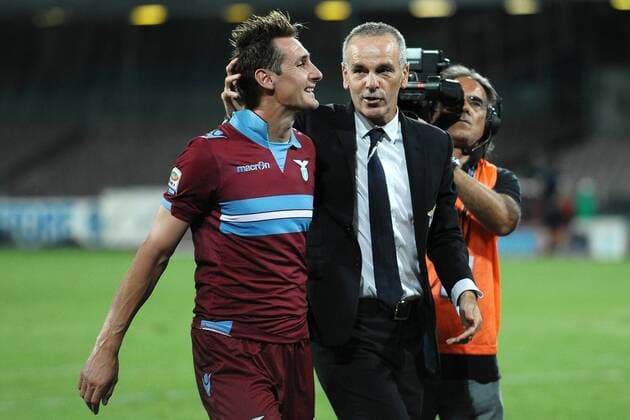 Fußball, Trainerhistorie Lazio Rom von 1997 bis heute Miroslav Klose, Stefano Pioli Lazio Napoli 31-05-2015 Stadio San Paolo Football Calcio Serie A 2014 2015 SSC Napoli vs. Lazio Roma. andreaxstaccioli
