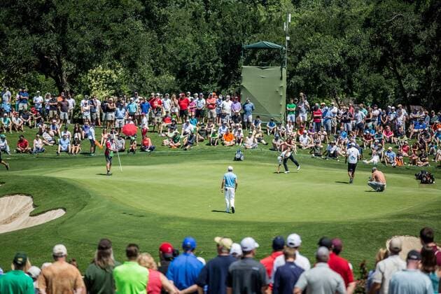 May 31, 2015: Jordan Spieth, Erik Compton and Danny Lee on hole 5 green during the fourth round of the AT&T Byron Nelson at TPC Four Seasons Resort in Irving, TX. GOLF: MAY 31 PGA Golf Herren - AT&T Byron Nelson Championship - Final Round Icon150531334 EDITORIAL USE ONLY