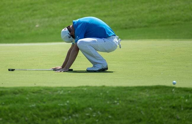 May 31, 2015: Zach Johnson reacts to his putt on hole 18 during the fourth round of the AT&T Byron Nelson at TPC Four Seasons Resort in Irving, TX. GOLF: MAY 31 PGA Golf Herren - AT&T Byron Nelson Championship - Final Round Icon150531384 EDITORIAL USE ONLY