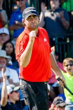 31 MAY 2015: Winner, Steven Bowditch reacts after making a birdie on 17 during the final round of the AT&T Byron Nelson Championship in Irving, TX. GOLF: MAY 31 PGA Golf Herren - AT&T Byron Nelson Championship - Final Round Icon150531638 EDITORIAL USE ONLY