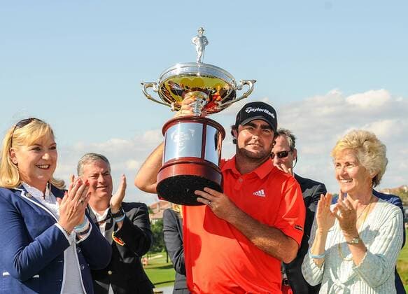 May 31, 2015: Steven Bowditch during the trophy presentation after final round play of the AT&T Byron Nelson Championship at TPC Four Seasons in Irving, Texas. GOLF: MAY 31 PGA Golf Herren - AT&T Byron Nelson Championship - Final Round Icon150531072 EDITORIAL USE ONLY
