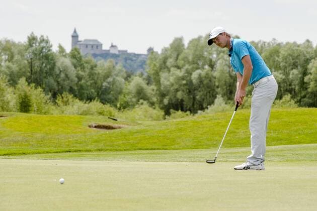 Golf player Jens Fahrbring from Switzerland drives a ball during the D+D Real Czech Challenge Open golf tournament of European Challenge Tour in Golf Resort Kuneticka Hora, Dritec, Czech Republic, on Sunday, May 31, 2015. (CTKxPhoto DavidxTanecek) CTKPhotoP201505310421101  TAD 005