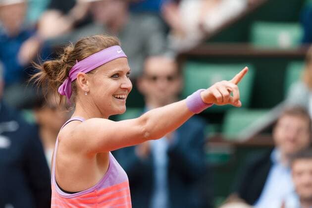 June 1, 2015: Lucie Safarova of Czech Republic of Spain celebrates after winning a 4th round match against Maria Sharapova of Russian Federation on day nine of the 2015 French Open tennis tournament at Roland Garros in Paris, France. Safarova won 76 64. Sydney Low Cal Media. Tennis 2015: French Open JUNE 1 - ZUMAc04_