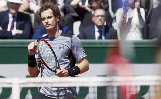 TENNIS - ATP Tennis Herren French Open 2015 PARIS,FRANCE,01.JUN.15 - TENNIS - ATP World Tour, Grand Slam, Roland Garros, French Open. Image shows the rejoicing of Andy Murray (GBR). GEPAxpictures xMatthiasxHauer