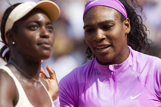TENNIS - WTA Tennis Damen French Open 2015 PARIS,FRANCE,01.JUN.15 - TENNIS - WTA Tour, Grand Slam, Roland Garros, French Open. Image shows Sloane Stephens and Serena Williams (USA). GEPAxpictures xMatthiasxHauer