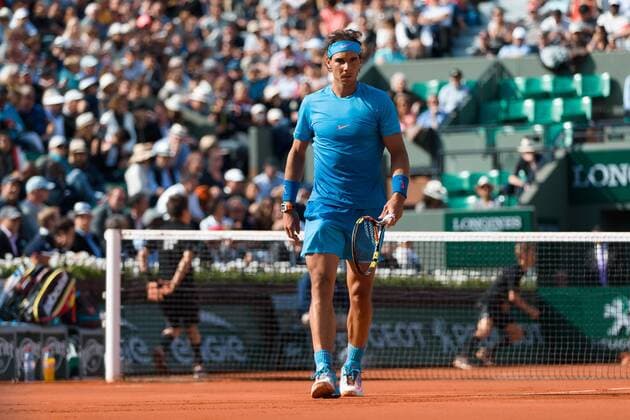 June 1, 2015: Rafael Nadal of Spain in action in a 4th round match against Jack Sock of United States of America on day nine of the 2015 French Open tennis tournament at Roland Garros in Paris, France. Sydney Low Cal Media. Tennis 2015: French Open JUNE 1 - ZUMAc04_
