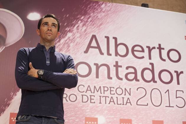 Spanish biker Alberto Contador during a special event for winning the 2015 Giro d Italia, Tour of Italy cycling race, in Madrid, Spain. June 01, 2015.  (2015060100017)