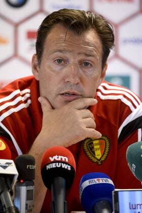 - BORDEAUX, FRANCE: Belgium s head coach Marc Wilmots pictured during a press conference PK Pressekonferenz on the first day of the training camp of Belgian national soccer team The Red Devils in Bordeaux, France, Monday 01 June 2015. The Devils are preparing for a friendly game against France and a Euro 2016 qualification game against Wales. DIRKxWAEM  x04635191x