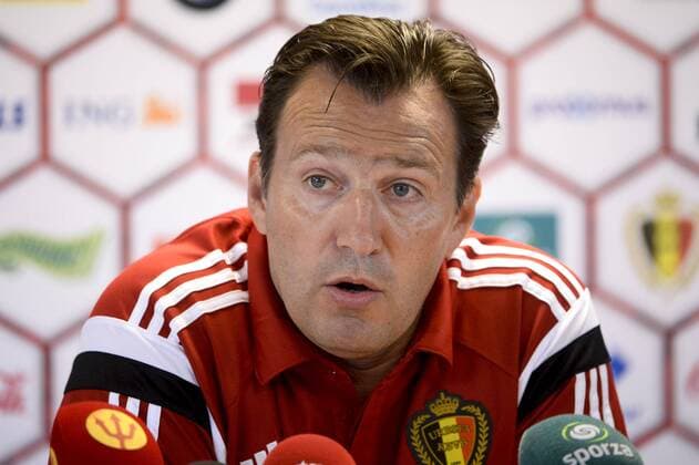 - BORDEAUX, FRANCE: Belgium s head coach Marc Wilmots pictured during a press conference PK Pressekonferenz on the first day of the training camp of Belgian national soccer team The Red Devils in Bordeaux, France, Monday 01 June 2015. The Devils are preparing for a friendly game against France and a Euro 2016 qualification game against Wales. DIRKxWAEM  x04635192x