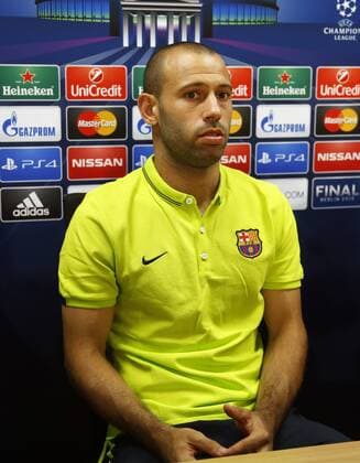 BARCELONA -june 02- SPAIN: Javier Mascherano in the press conference PK Pressekonferenz after the training before the Champions League final between Juventus. 