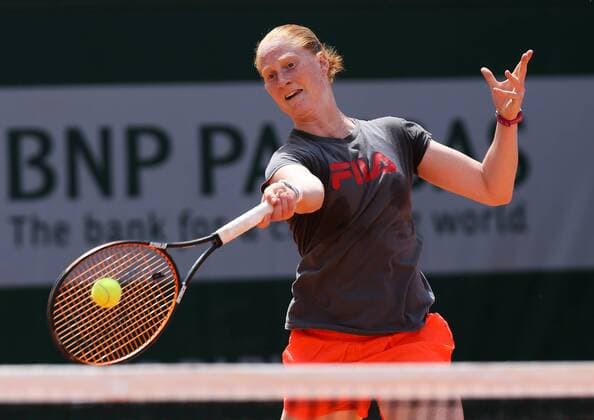 - PARIS, FRANCE: Belgian Alison Van Uytvanck pictured during a training session at the Roland Garros French Open tennis tournament, in Paris, France, Tuesday 02 June 2015. The Roland Garros Grand Slam takes place from 24 May to 07 June 2015. VIRGINIExLEFOUR  x04635464x