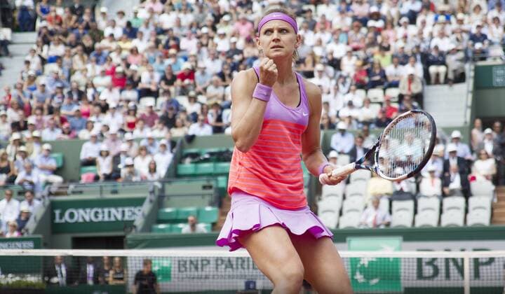 TENNIS - WTA Tennis Damen French Open 2015 PARIS,FRANCE,02.JUN.15 - TENNIS - WTA Tour, Grand Slam, Roland Garros, French Open. Image shows the rejoicing of Lucie Safarova (CZE). GEPAxpictures xMatthiasxHauer