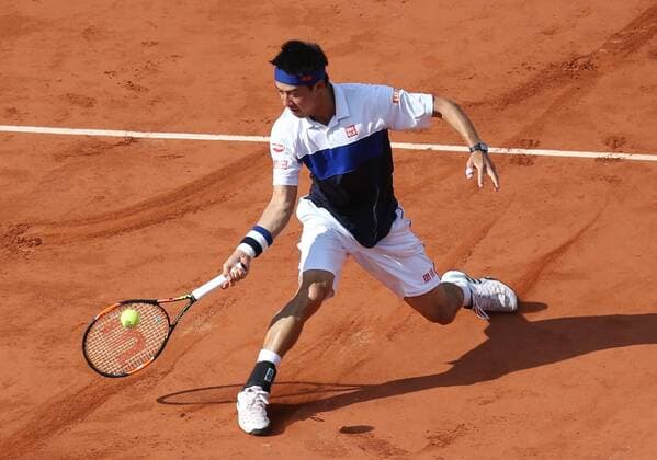 - PARIS, FRANCE: Kei Nishikori pictured in action at the Roland Garros French Open tennis tournament, in Paris, France, Tuesday 02 June 2015. The Roland Garros Grand Slam takes place from 24 May to 07 June 2015. VIRGINIExLEFOUR  x04635692x