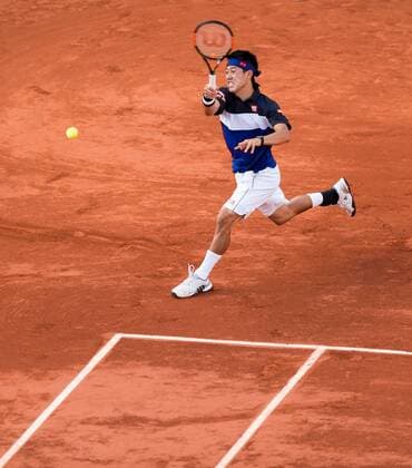 02.06.2015. Roland Garros, Paris, France. Kei Nishikori of Japan in action during his Men s Singles match against Jo-Wilfried Tsonga of France on day ten of the 2015 French Open 2015 in Paris, France. Tsonga won the match 6-1 6-4 4-6 3-6 6-3 to move into the semi finals xBenxPipex  ActionPlus11627108